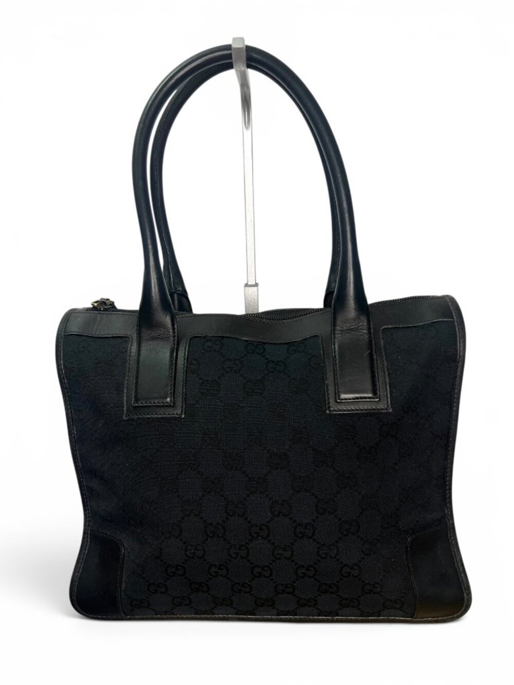 Gucci Black Monogram Canvas & Leather Tote Bag With Dual Top Handles COA incld.